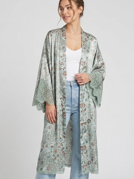 Victoria's Secret Other - Victoria’s Secret Dream Angels Satin Floral Kimono Robe M/L NWT